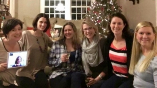 L - R: Kate (facetime), Kristin, Alison, Linda, Me, Tricia and Lauren -- January 2015