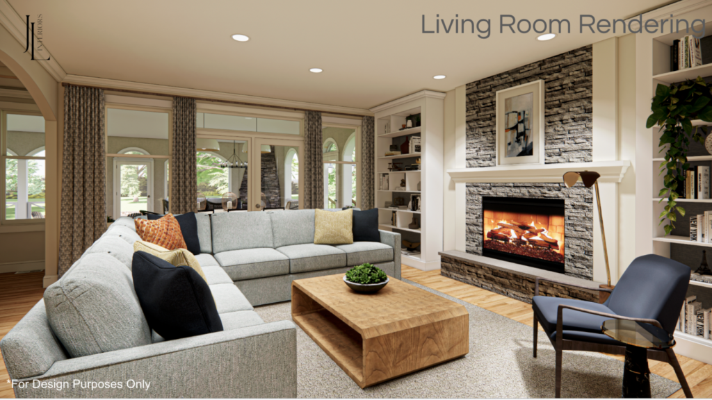 A full home transformation starting with the perfect sofa. Explore this living room, game room, and foyer design for a cohesive, elevated space.